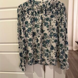 loft Floral Print Women's Top - Blue and Green